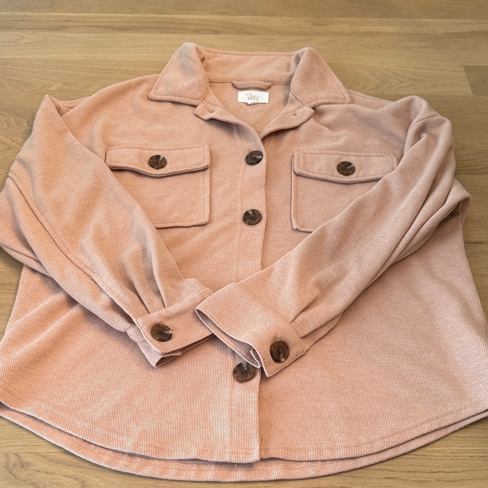Hippie Rose Blush Pink Button-Down Shirt Jacket